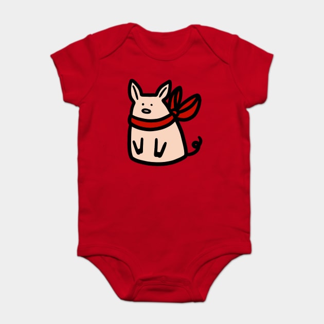 Red Ribbon Piggy Baby Bodysuit by saradaboru